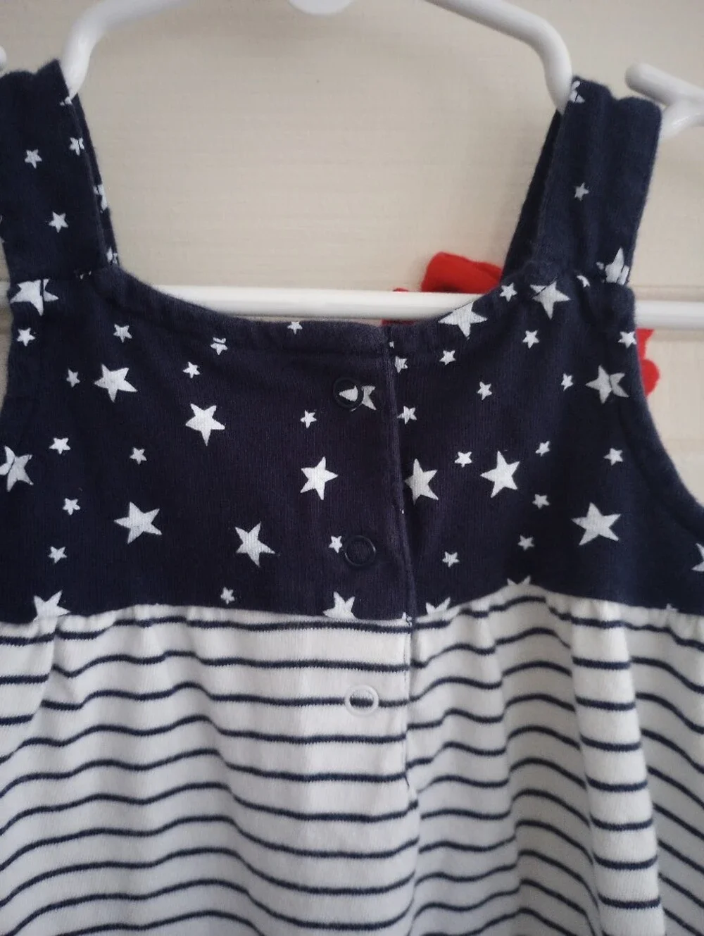 Gymboree Navy Star & White Stripe Bubble Romper with Red Bow 3-6m 4th Of July